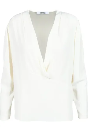 Mauro Grifoni Femme, Pulls, Blanc, Taille: 38 FR Chemisier en Soie Col V