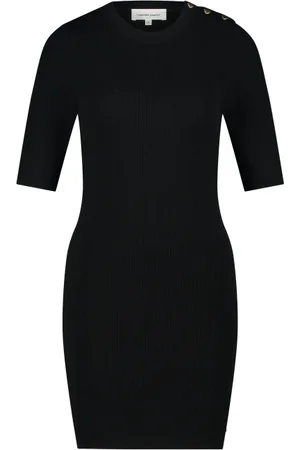 Fabienne Chapot Femme, Robes, Noir, Taille: 42 FR Robe Tricot Noire avec Boutons Dorés