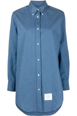 Thom Browne Femme, Robes, Bleu, Taille: 36 FR Robe Logo avec Fermeture Boutonnée