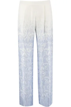 ERMANNO SCERVINO Femme, Pantalons, Bleu, Taille: 36 FR Pantalon en viscose à jambe droite