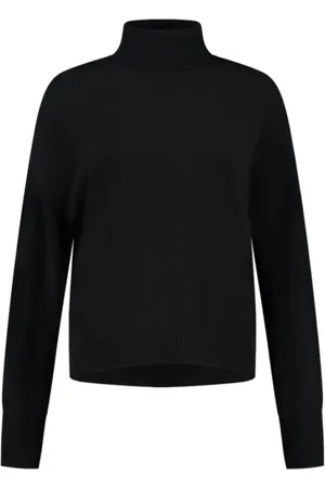 Closed Femme, Pulls, Noir, Taille: 38 FR Pull Relax Ample Col Montant en Cachemire et Mérinos Mélangés