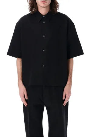 STUDIO NICHOLSON Homme, Chemises, Noir, Taille: L Chemise Noire Oversize à Manches Courtes