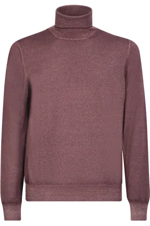 LARDINI Homme, Pulls, Rouge, Taille: XL Pull Col Roulé en Laine Bordeaux