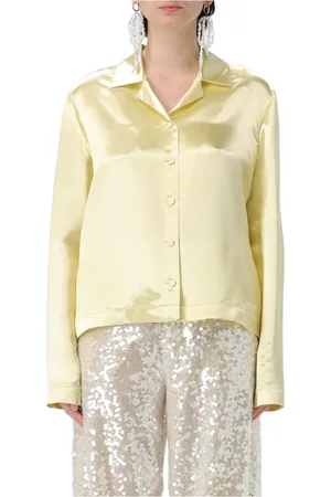 Serafini Femme, Blouses et Chemises, Jaune, Taille: 40 FR Chemise en Satin de Viscose