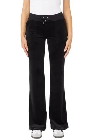 Juicy Couture Femme, Pantalons, Noir, Taille: 42 FR Pantalon en Velours Évasé à Taille Basse