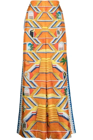Casablanca Femme, Pantalons, Multicolore, Taille: 38 FR Pantalon Large Imprimé