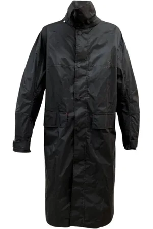 Carolina Herrera Homme, Manteaux, Noir, Taille: S Imperméable Noir en Nylon à Capuche et Fermeture Éclair