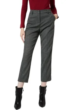 Liu Jo Femme, Pantalons, Gris, Taille: 36 FR Pantalon Carotte Pied-de-Poule