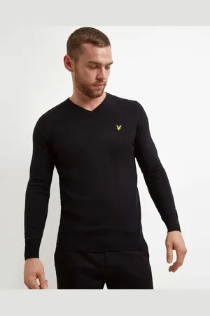 Lyle & Scott Homme, Pulls, Noir, Taille: XL Pull en maille mérinos et coton à col en V