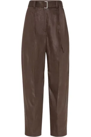 Brunello Cucinelli Femme, Pantalons, Brun, Taille: 38 FR Pantalon Ceinturé