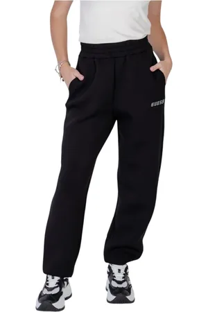 Guess Femme, Pantalons, Noir, Taille: 38 FR Pantalon Noir Imprimé à Lacets
