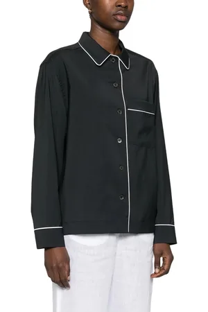 BARENA Femme, Blouses et Chemises, Bleu, Taille: 40 FR Chemise Noire avec Bordure Contrastante