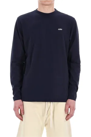 Autry Homme, Tops, Bleu, Taille: M T-shirt à Manches Longues en Coton Bleu