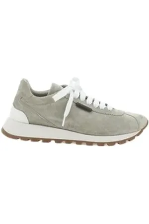 Brunello Cucinelli Femme, Chaussures, Gris, Taille: 36 EU Suede LowTop Baskets Jewel Detail