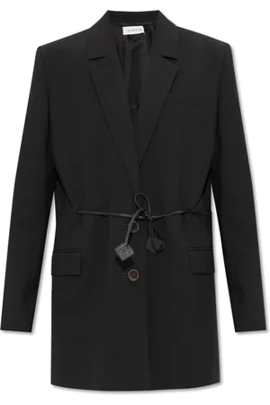 Lanvin Femme, Vestes, Noir, Taille: 36 FR Blazer en laine avec liens en cuir