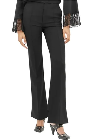 Chloé Femme, Pantalons, Noir, Taille: 38 FR Pantalon Tailleur en Laine avec Ourlets Asymétriques