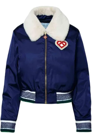 Casablanca Femme, Vestes, Bleu, Taille: 38 FR Blouson aviateur bleu marine avec fausse fourrure