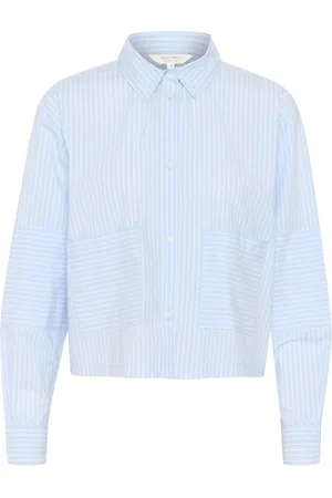 Part Two Femme, Blouses et Chemises, Bleu, Taille: 48 FR Chemisier à Rayures Bleues