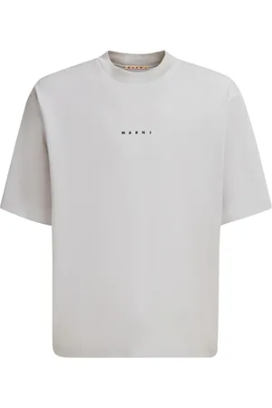 Marni Homme, Tops, Gris, Taille: L T-Shirt Logo en Jersey de Coton