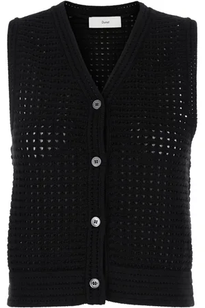 DUNST Femme, Pulls, Noir, Taille: 40 FR Gilet Ouvert en Crochet