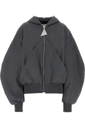 The Attico Femme, Sweatshirts et sweats à capuche, Gris, Taille: 36 FR Blouson Bomber Gris Foncé en Mélange de Laine