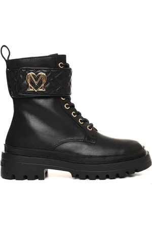 Moschino Femme, Chaussures, Noir, Taille: 37 EU Bottines à lacets en cuir