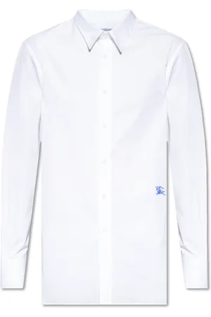 Burberry Homme, Chemises, Blanc, Taille: S Chemise Boutonnée à Logo Brodé