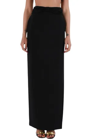 Elisabetta Franchi Femme, Jupes, Noir, Taille: 46 FR Longue Robe Crêpe avec en Satin