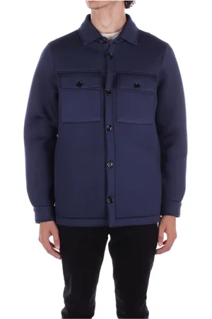 Dondup Homme, Vestes, Bleu, Taille: L Manteau à Boutons et Logo au Dos