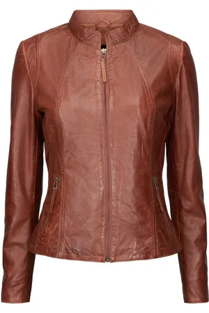 Btfcph Femme, Vestes, Brun, Taille: 36 FR Veste en cuir avec poches zippées à la taille