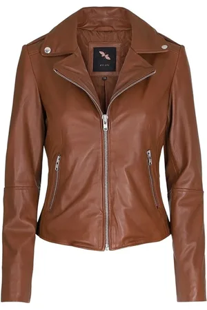 Btfcph Femme, Vestes, Brun, Taille: 38 FR Blouson de motard en cuir avec grande fermeture éclair droite