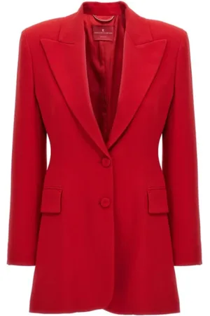 ERMANNO SCERVINO Femme, Vestes, Rouge, Taille: 38 FR Veste Tailleur Rouge avec Revers Lancia