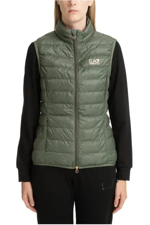 EA7 Femme, Vestes, Vert, Taille: 38 FR Zip Plain Logo Pockets Vest