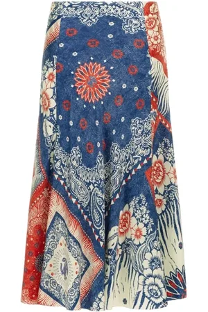 Roberto Cavalli Femme, Jupes, Multicolore, Taille: 44 FR Jupe Bleue à Imprimé Bandana Femme