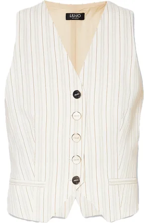 Liu Jo Femme, Vestes, Jaune, Taille: 38 FR Gilet à Rayures Tennis
