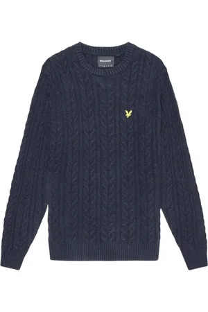 Lyle & Scott Homme, Pulls, Bleu, Taille: 2XL Pull en Tricot Bleu à Manches Longues