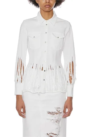 Dondup Femme, Blouses et Chemises, Blanc, Taille: 36 FR Chemise Texana en Coton