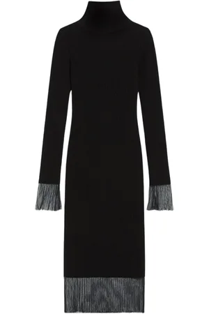Sportmax Femme, Robes, Noir, Taille: 38 FR Robe Chic en Tricot avec Manches en Mesh