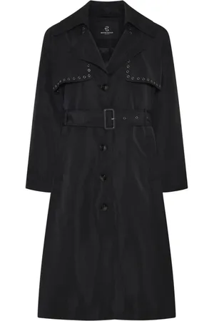 Bruuns Bazaar Femme, Manteaux, Noir, Taille: 42 FR Manteau Ceinturé avec Détails de Clous