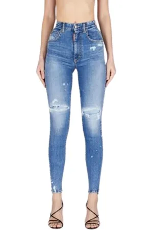 Dsquared2 Femme, Jeans, Bleu, Taille: 34 FR High Waist Twiggy Jeans