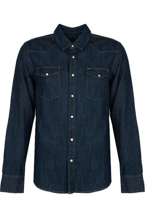 Guess Femme, Blouses et Chemises, Bleu, Taille: 40 FR Chemise en denim avec détails modernes