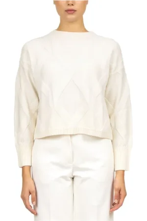 LIVIANA CONTI Femme, Pulls, Blanc, Taille: 42 FR Pull Court en Laine Vierge Blanc