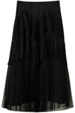 Twin-Set Femme, Jupes, Noir, Taille: 40 FR Jupe longue en tulle avec détails en dentelle
