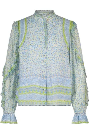 Fabienne Chapot Femme, Blouses et Chemises, Multicolore, Taille: 40 FR Chemisier Transparent Imprimé avec Détails à Volants