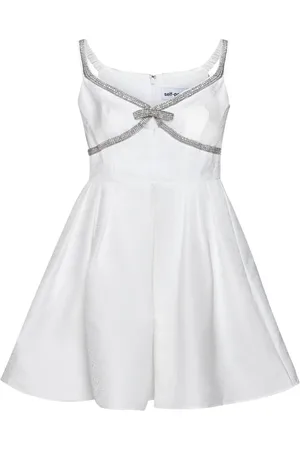 Self-Portrait Femme, Robes, Blanc, Taille: 32 FR Mini-robe à épaules dénudées et détails de