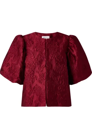 By Malina Femme, Blouses et Chemises, Rouge, Taille: 38 FR Chemisier Cleo à Manches Bouffantes