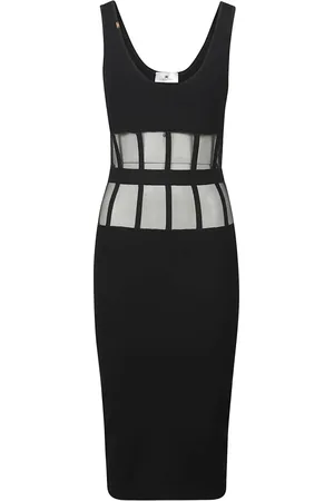 Elisabetta Franchi Femme, Robes, Noir, Taille: 38 FR Élégante Robe Sans Manches