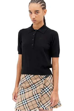 Burberry Femme, Tops, Noir, Taille: 38 FR Polo en Maille de Coton