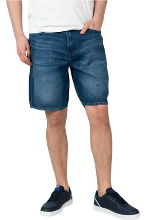 Guess Homme, Shorts, Bleu, Taille: W29 Shorts Amples en Lin Écologique