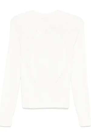 ERMANNO SCERVINO Femme, Pulls, Blanc, Taille: 38 FR Pull Broderie Florale Blanche